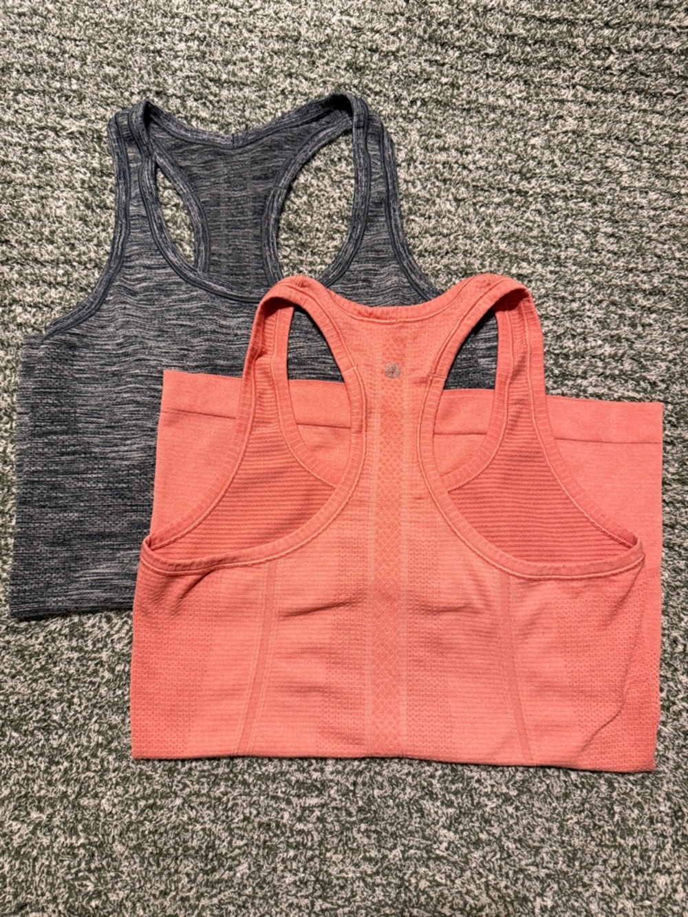 Racerback Seamless Crop Tank - Coral and Charcoal